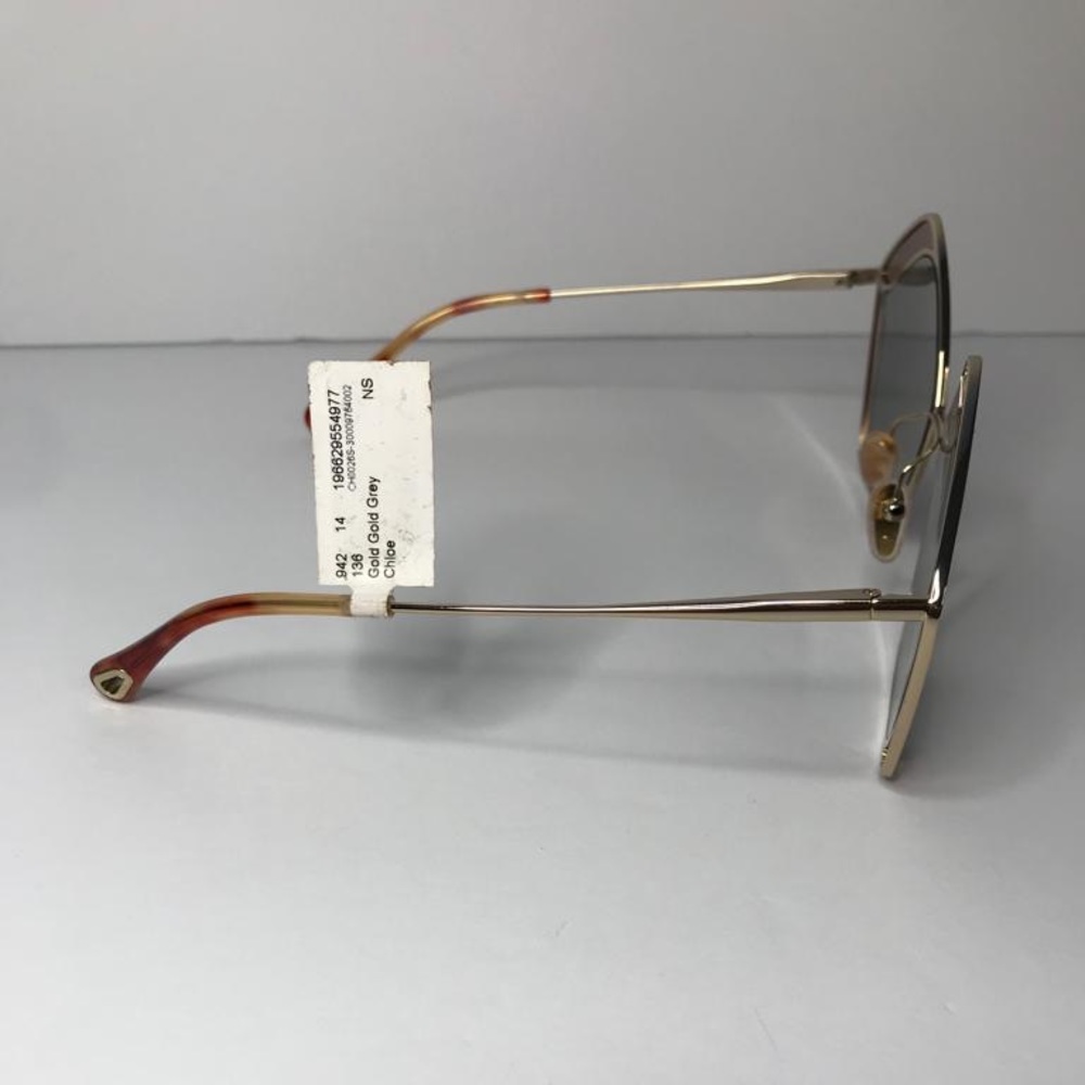 New authentic💯- CHLOE CH0024S 002 Round Gold Pink Grey 60 mm Women's Sunglasses - Picture 11 of 14